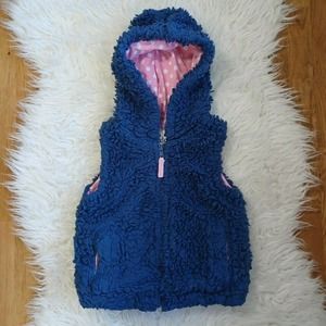 MB Blue Faux Fur Hooded Vest 3-4 years
